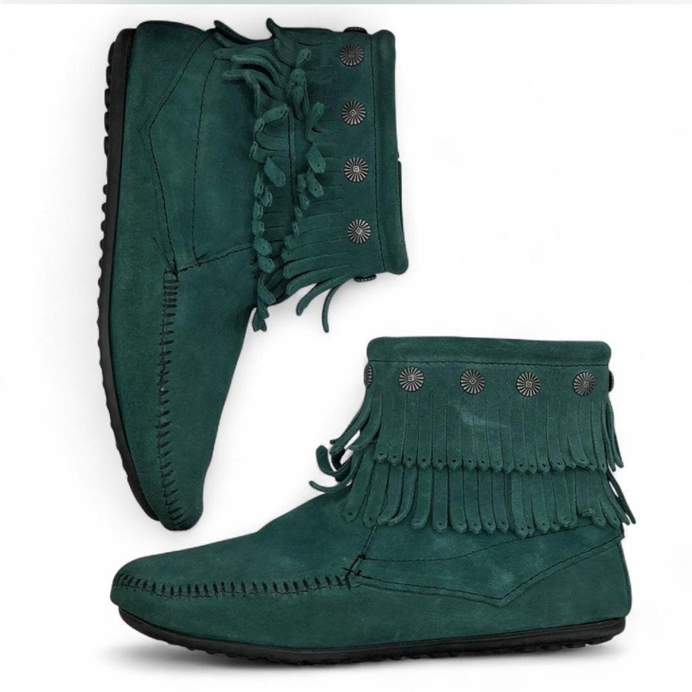 Minnetonka Women's Double Fringe Side Zip Boots - Picture 2 of 7